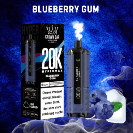 Al Fakher Crown Bar Hypermax 20000 Blueberry Gum